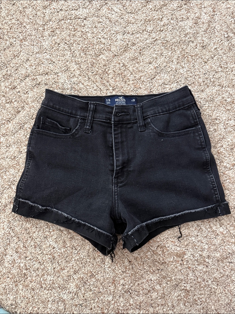 Hollister Black High-Rise Cutoff Denim Shorts